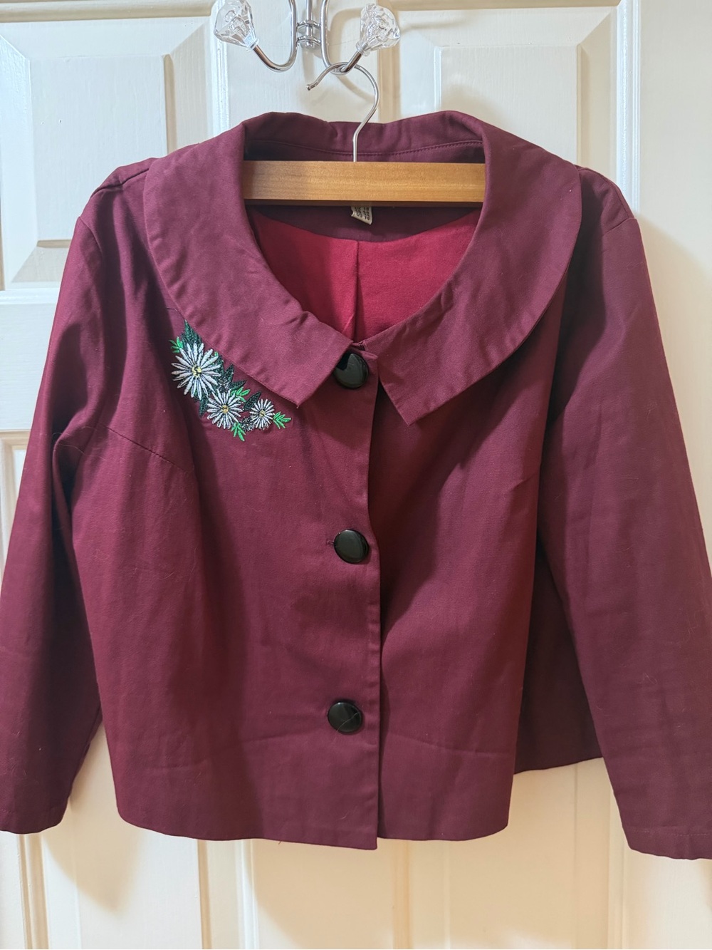 Lindy Bop Deep Burgundy Jacket and Skirt Set with appliqué